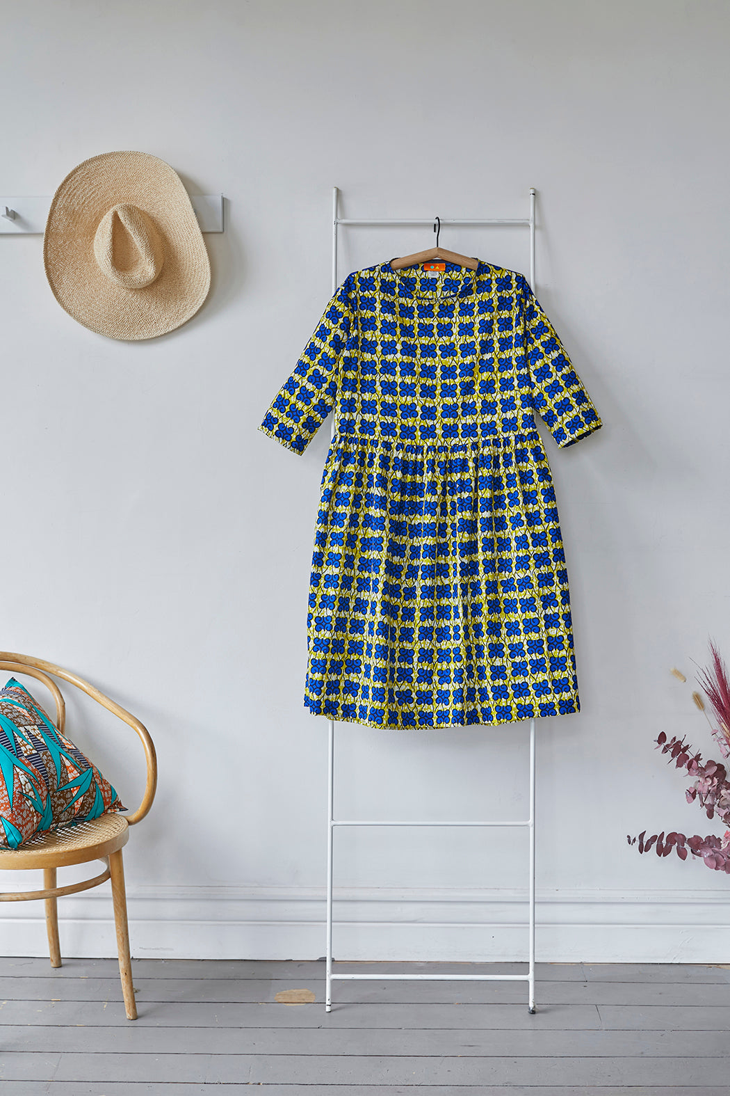 Smock Dress - Blue Butterfly