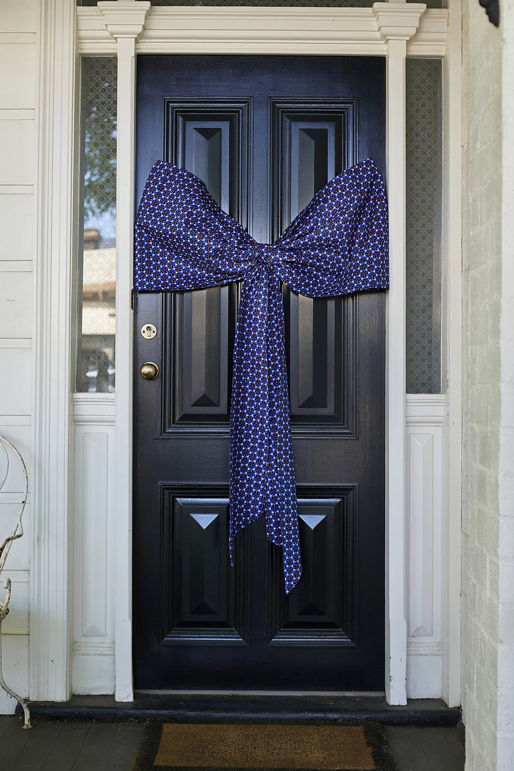 Wax Print Door Bow - Blue Cube