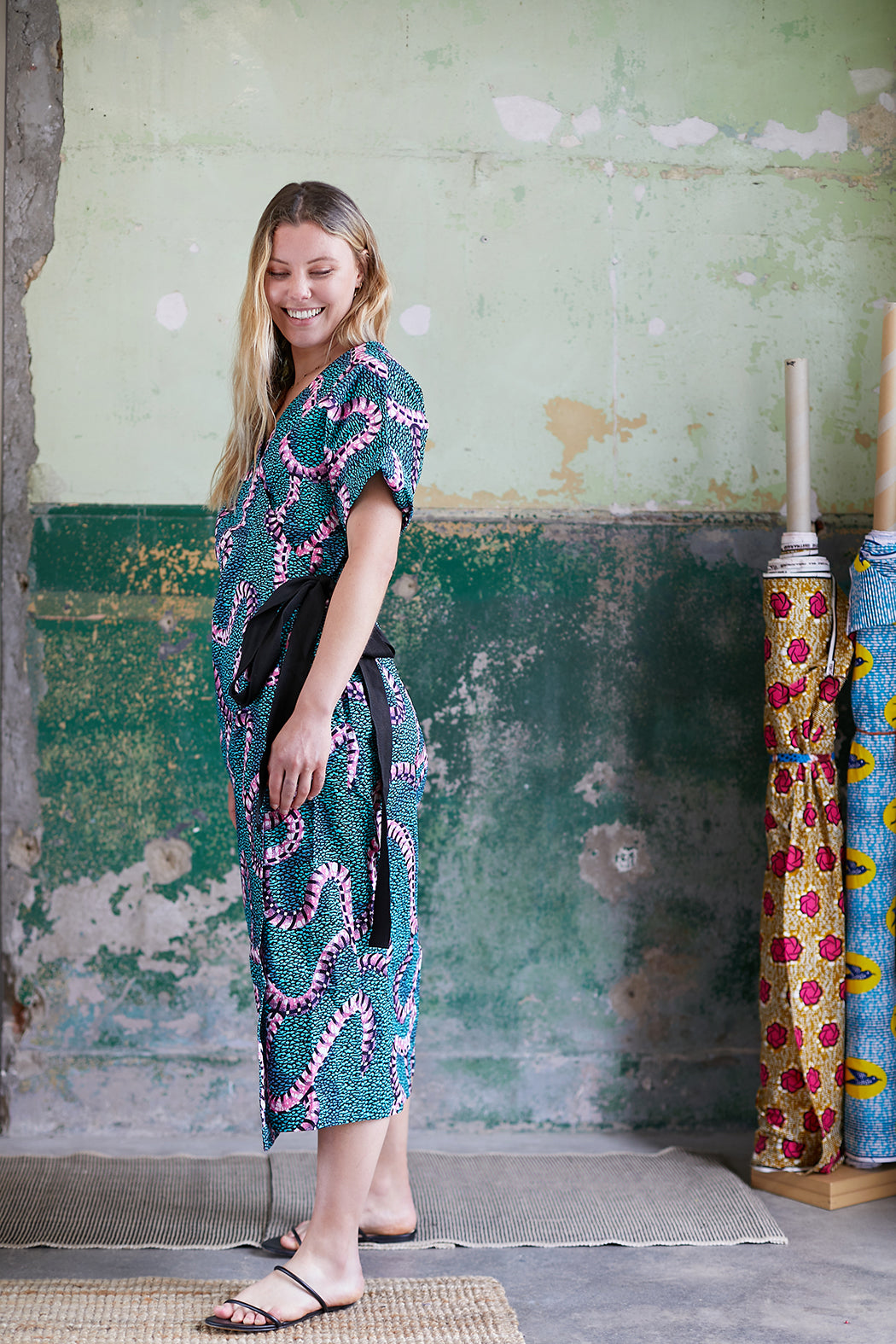 The Danso Wrap Dress - Aqua Bead
