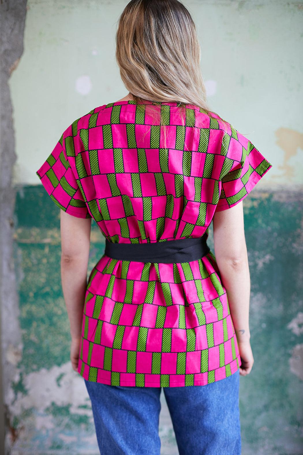 Nicolette Wrap Shirt, Chequered - ULO Australia